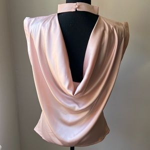 Draped Back Satin Blend Top | Dusty Rose Color | Size: M